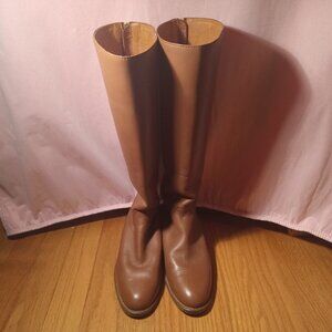 J. Crew British Tan Leather Riding Boots Size 6.5 Zip Back